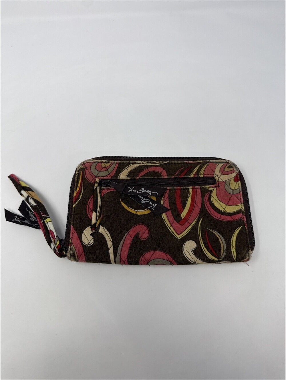 Vera Bradley Zip Around Wallet Slim Bifold Wristlet cotton Puccini Brown